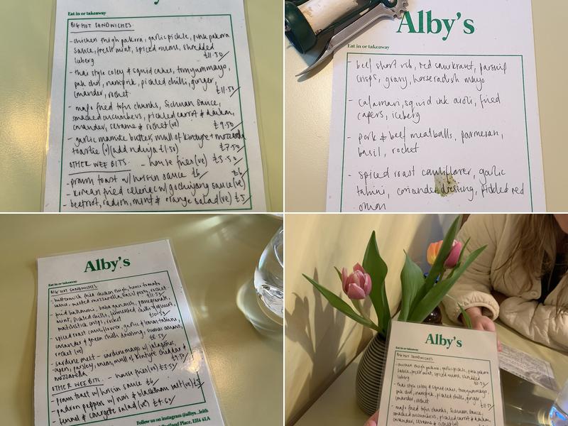 Alby's Leith Menu