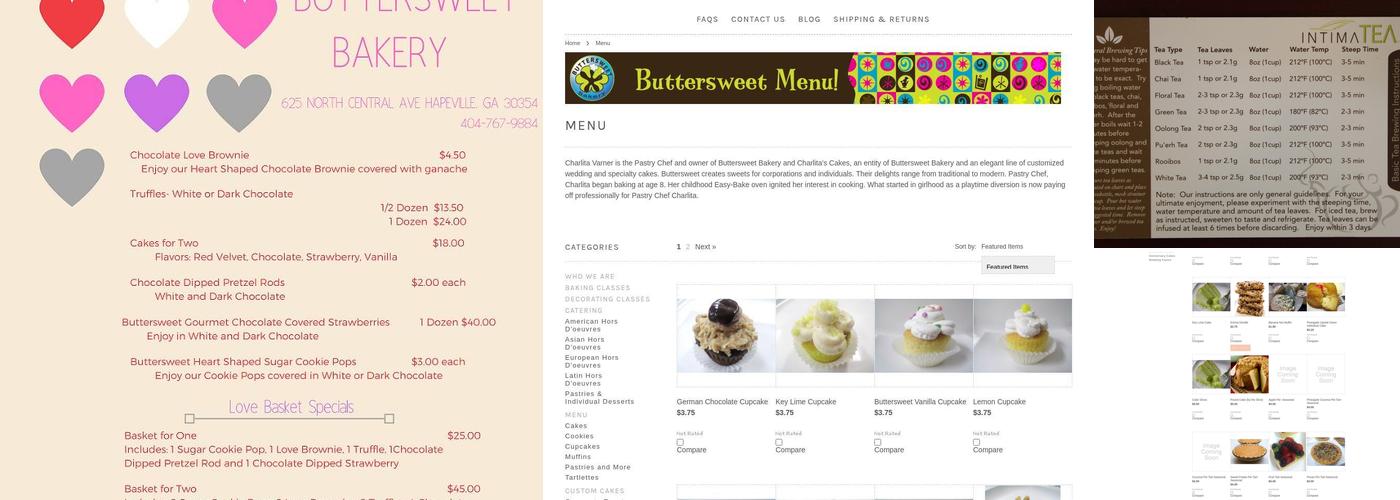 Buttersweet Bakery Menu
