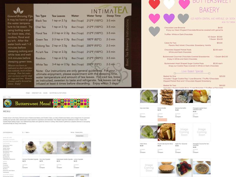 Buttersweet Bakery Menu