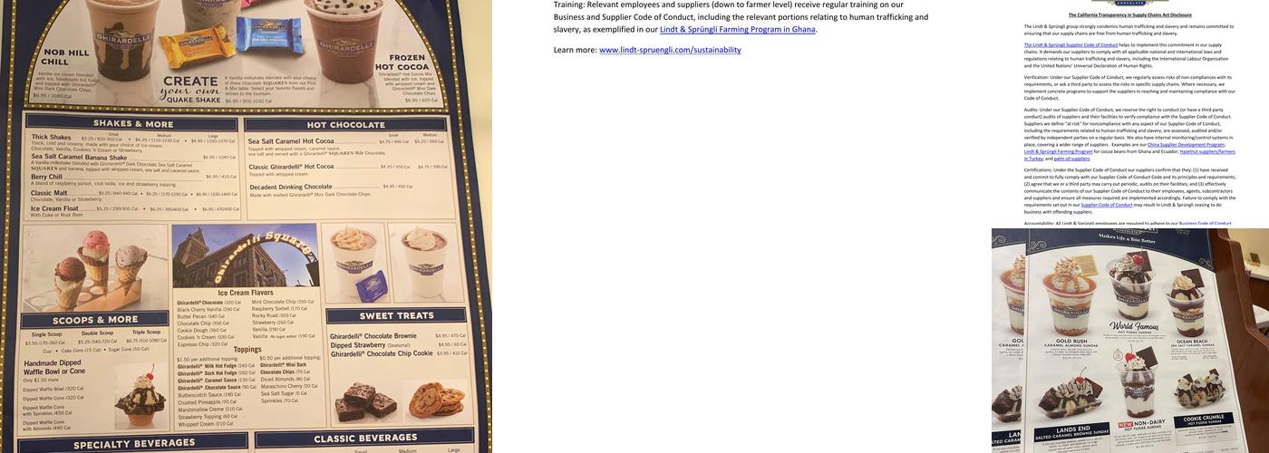 Ghirardelli Chocolate Outlet & Ice Cream Shop Menu