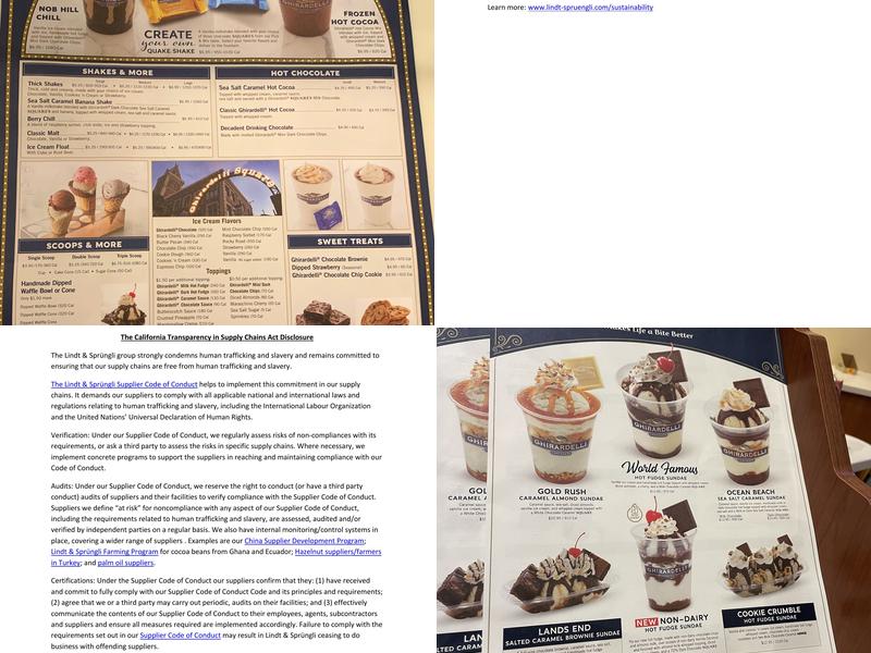 Ghirardelli Chocolate Outlet & Ice Cream Shop Menu