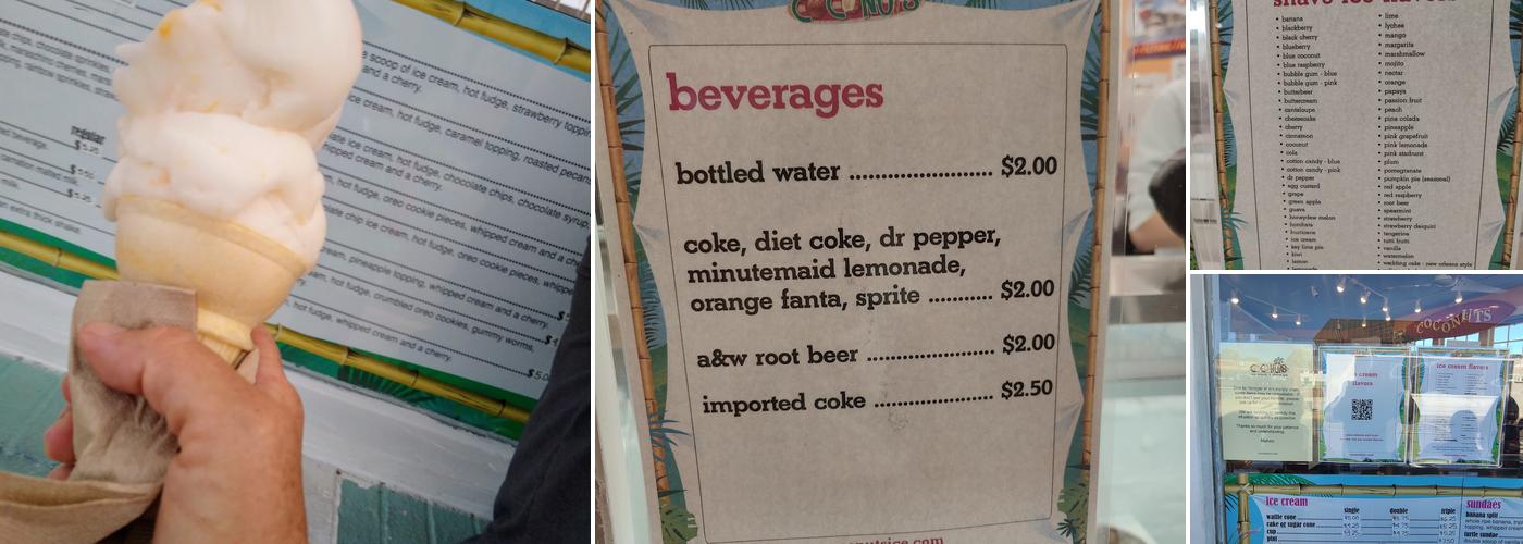 Coconuts Ice Cream Menu