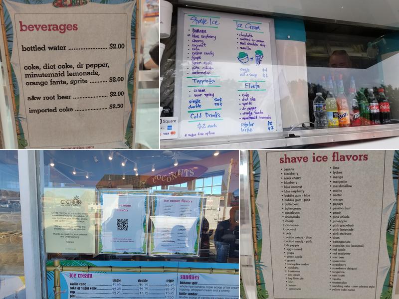 Coconuts Ice Cream Menu