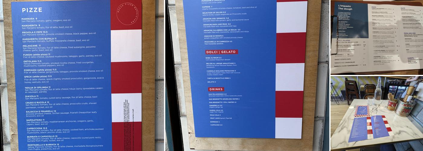 Razzo Pizza Napoletana Menu