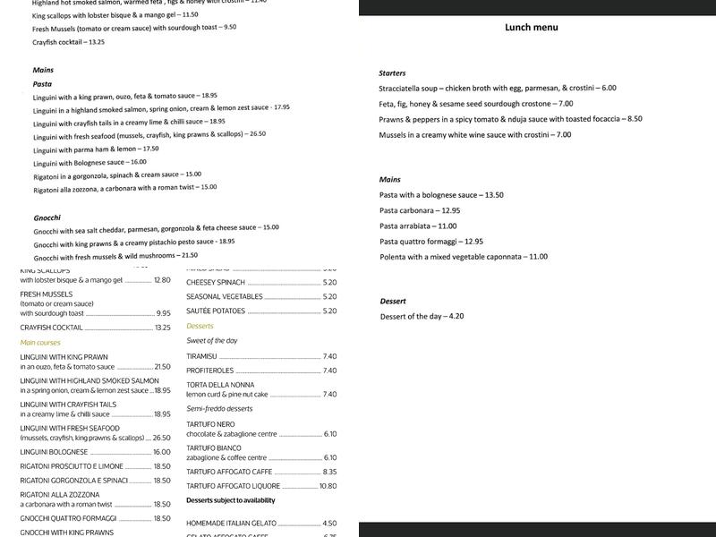 DaVinci Restaurant Menu