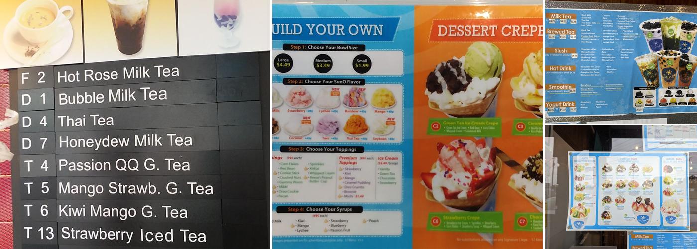 SunO Dessert Menu