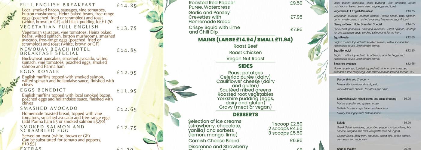 Feather Restaurant and Cocktail Bar Menu