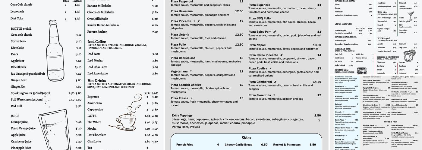 Victoria Restaurant & Cocktail Bar Menu