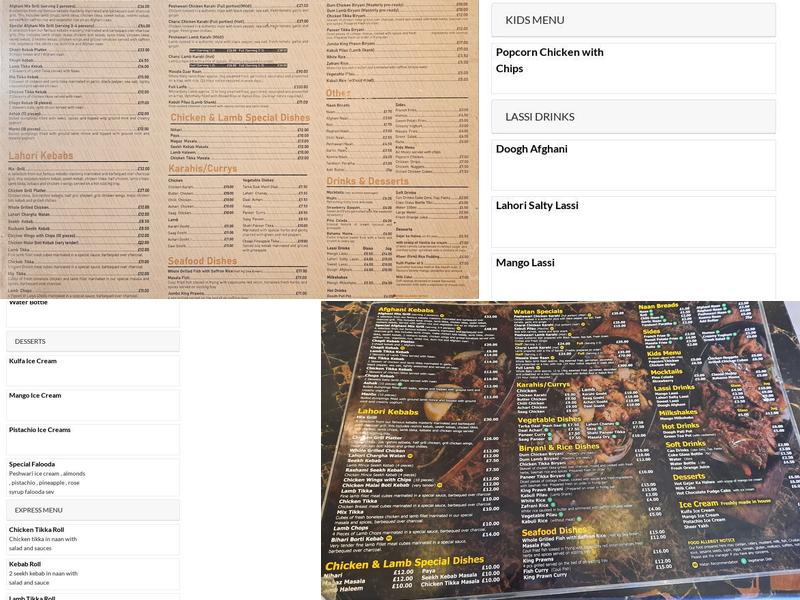 Watan Restaurant Menu