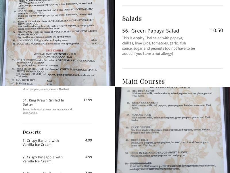 Jeabs Thai The George Girton Menu