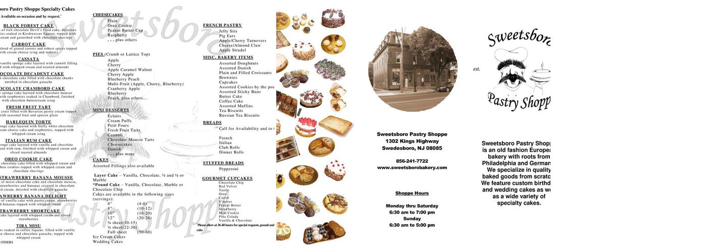 Sweetsboro Pastry Shoppe Menu