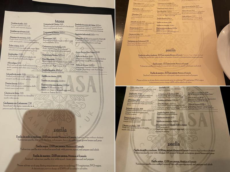 Tu Casa Tapas Restaurant Menu