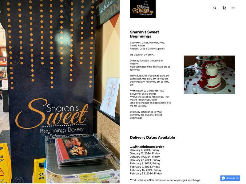 Sharon's Sweet Beginnings Menu