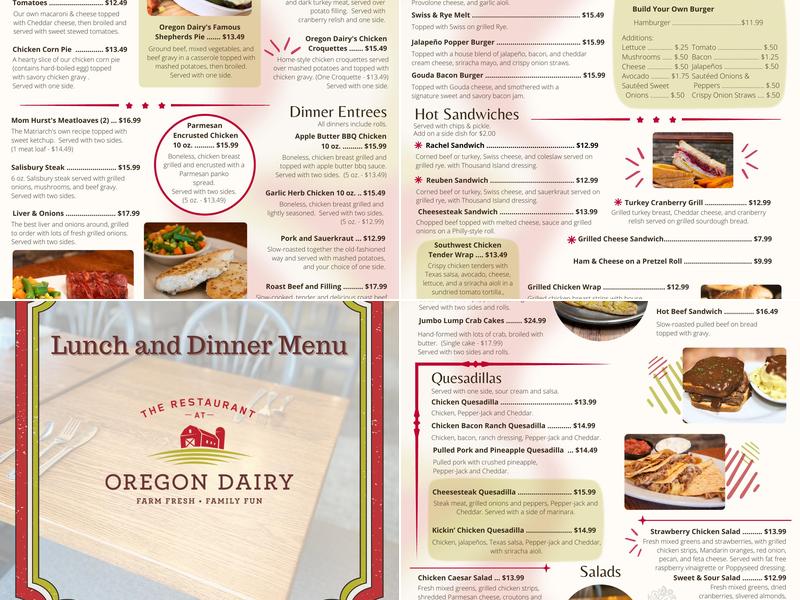 The Milkhouse At Oregon Dairy Menu