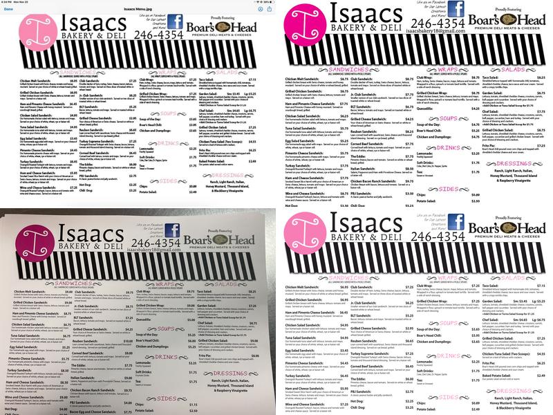 Isaacs Bakery & Deli Menu