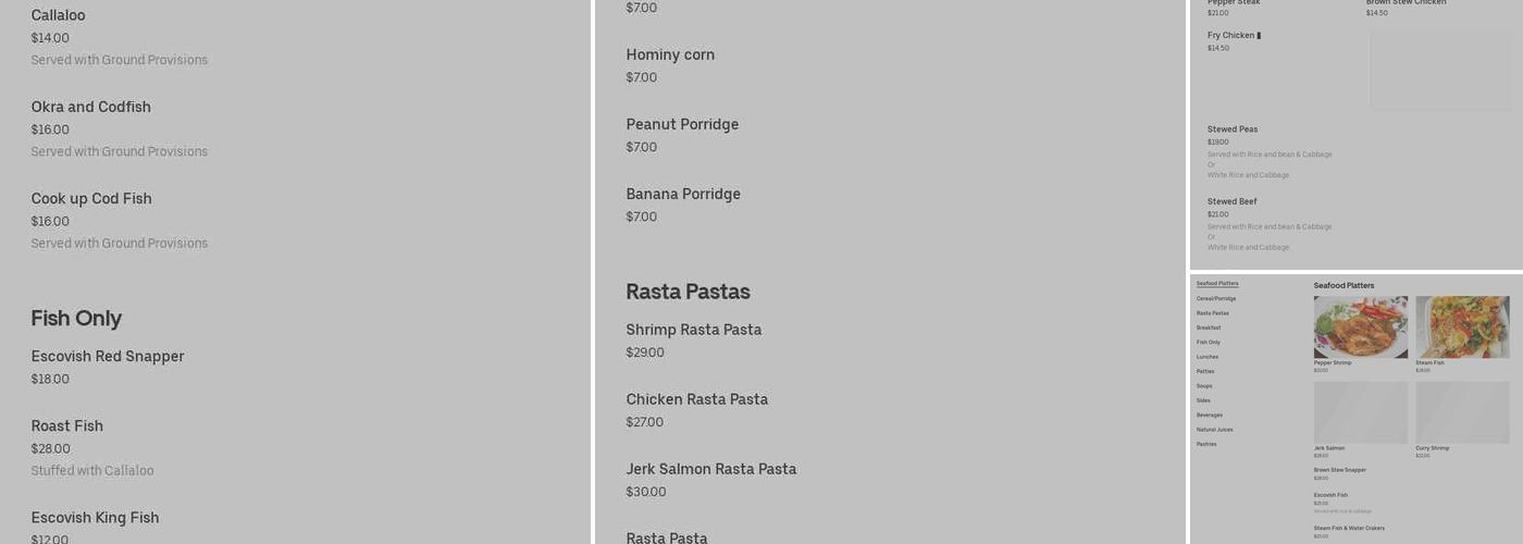 Miracles Jamaican Restaurant & Bakery Menu