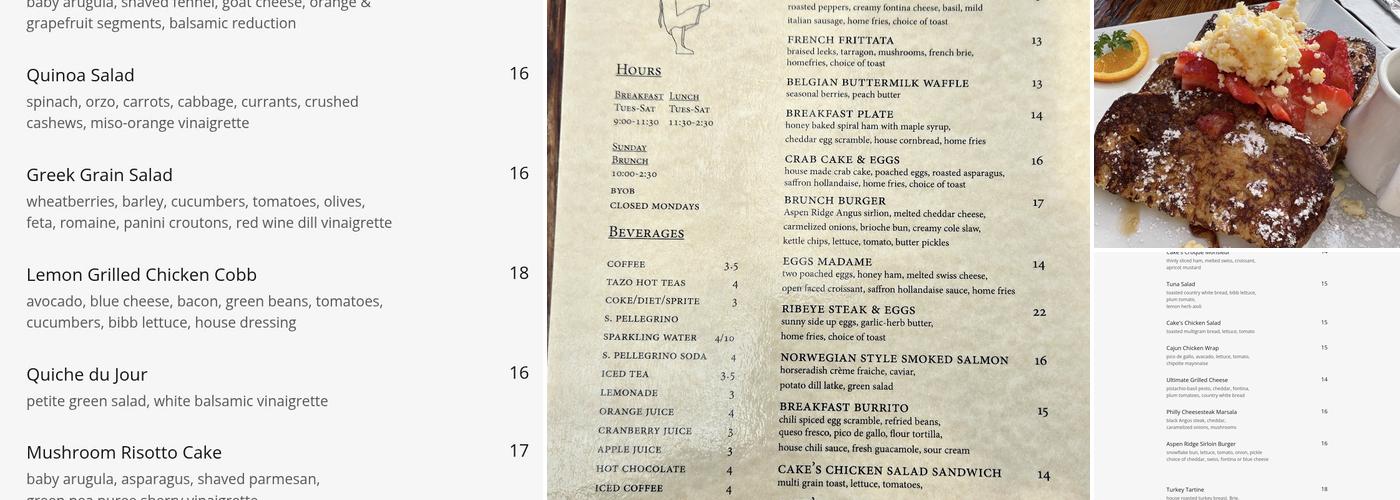 Cake Menu