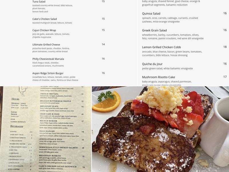 Cake Menu
