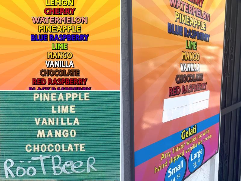 Buddy's Water Ice Menu
