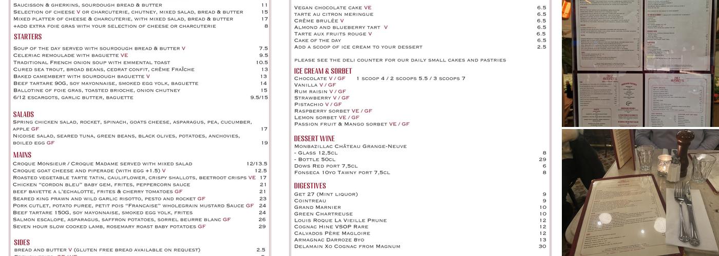 Chez Antoinette Victoria Menu