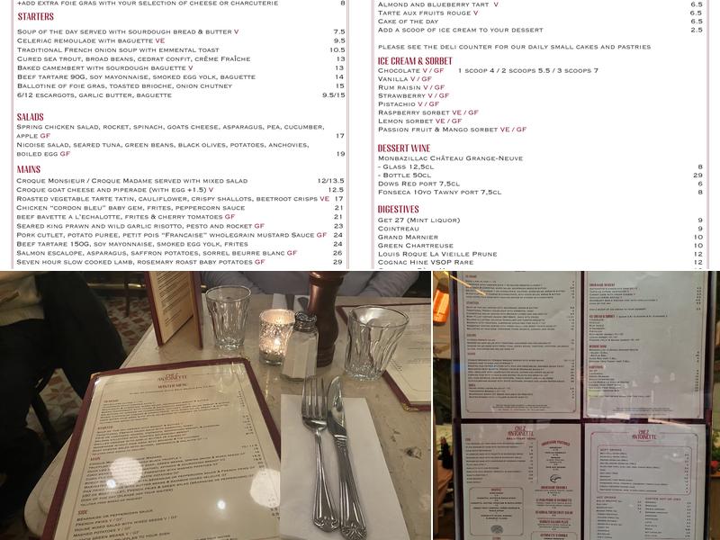 Chez Antoinette Victoria Menu