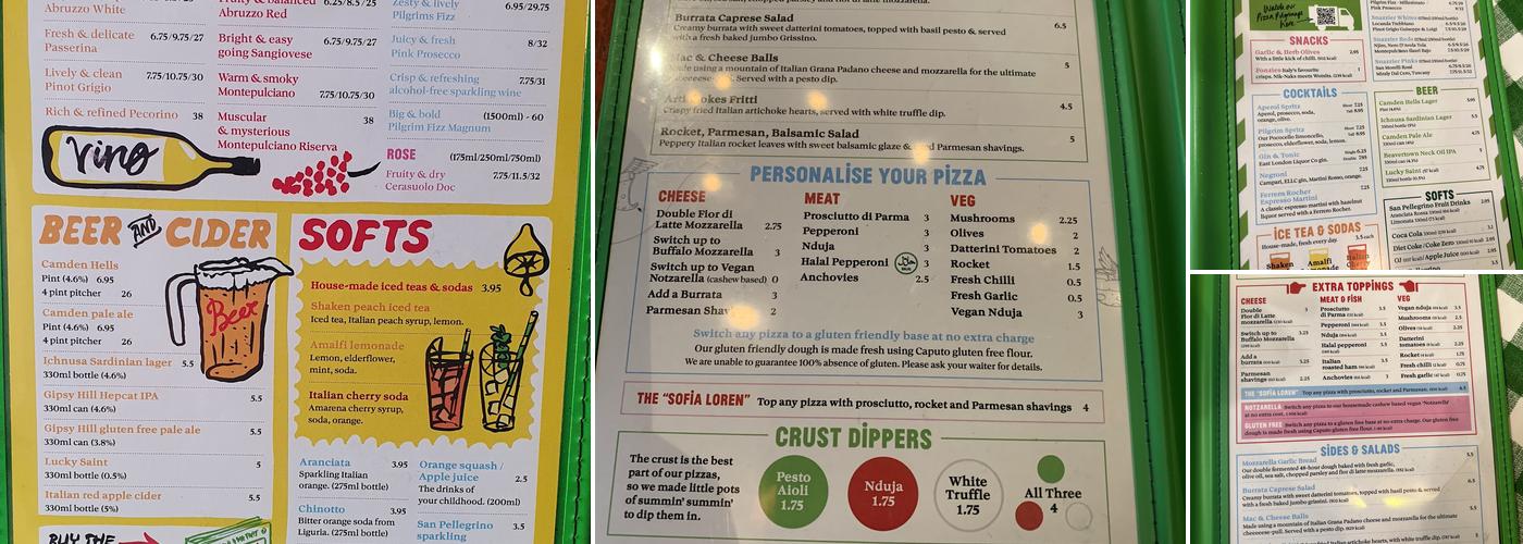 Pizza Pilgrims Victoria Menu