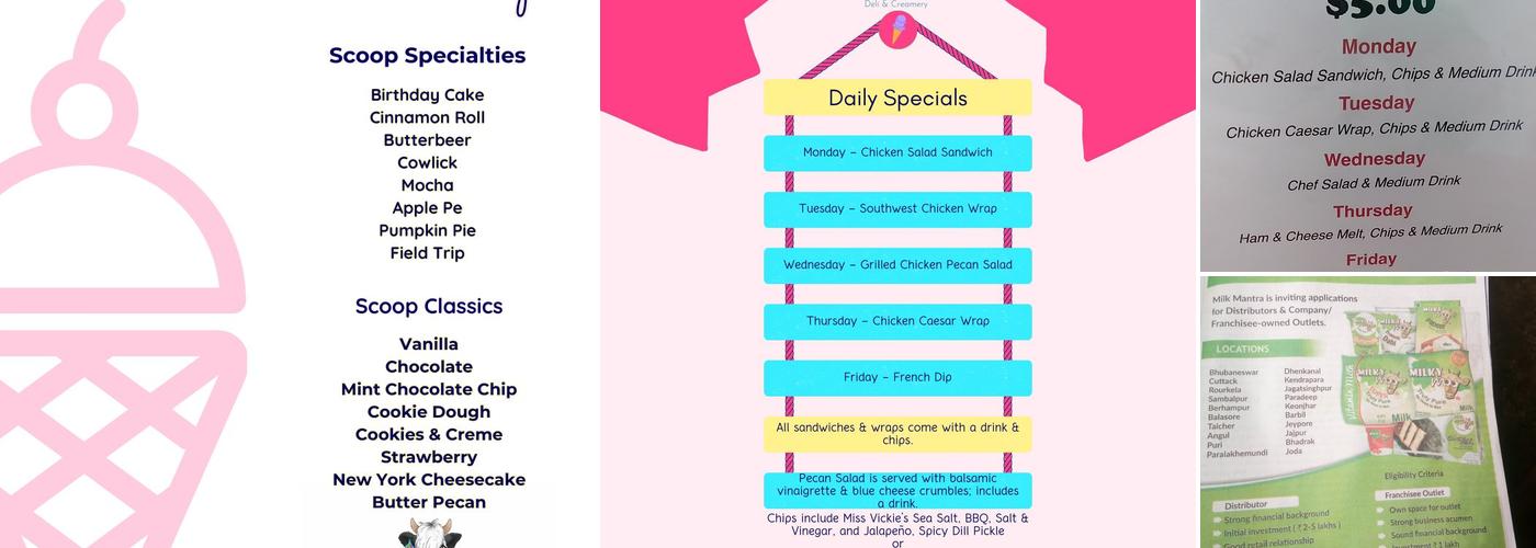 Milky Moo's Deli & Creamery Menu