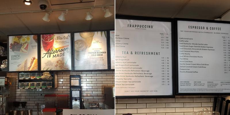Starbucks Coffee Company Menu