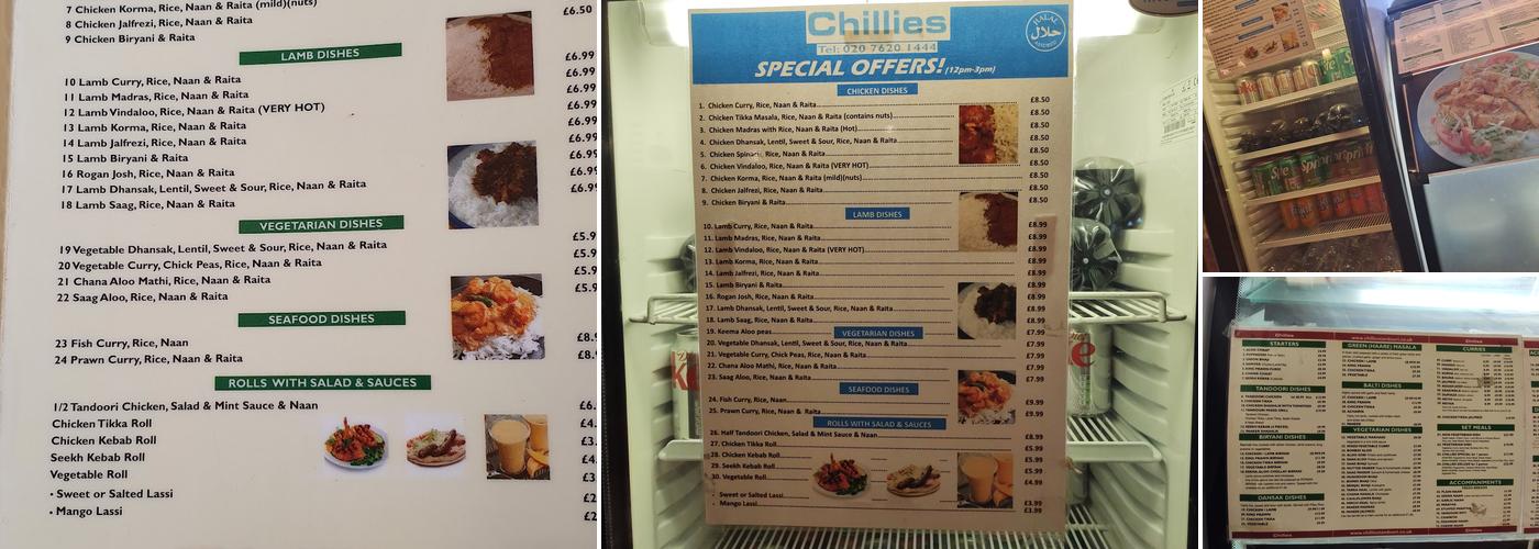 Chillies Tandoori Menu