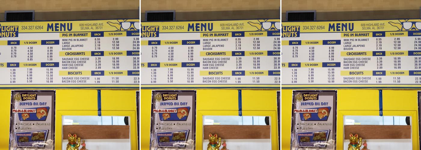Daylight Donuts Menu
