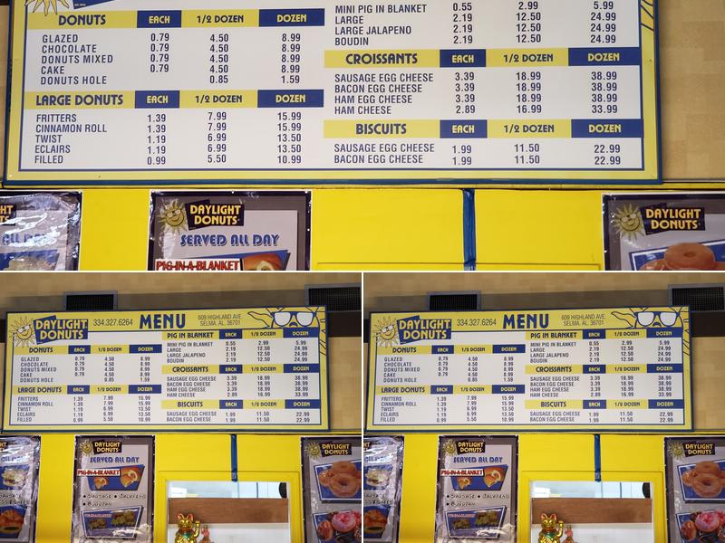Daylight Donuts Menu