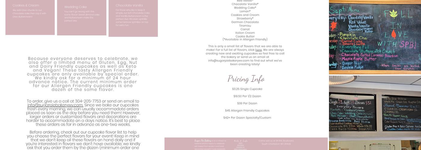 Sugar Pie Bakery Menu