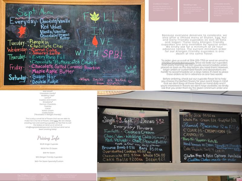 Sugar Pie Bakery Menu