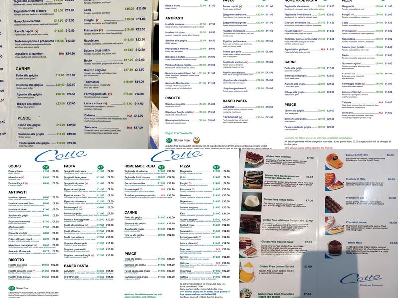 Cotto Menu