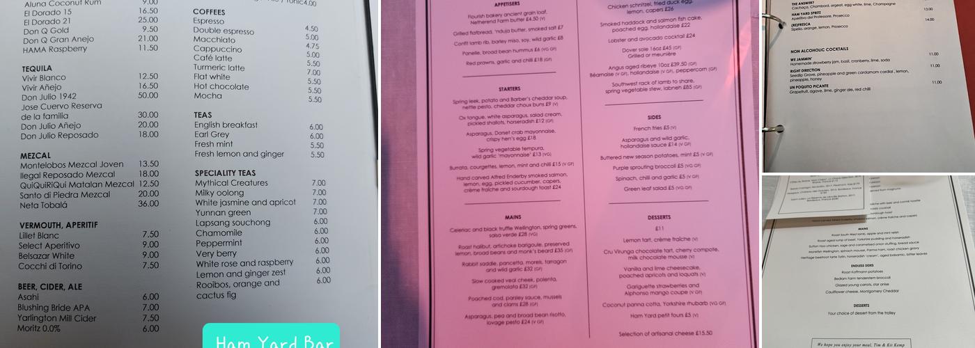 Ham Yard Restaurant & Bar Menu