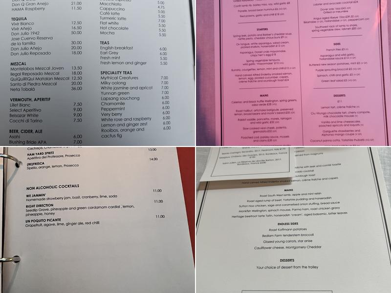 Ham Yard Restaurant & Bar Menu