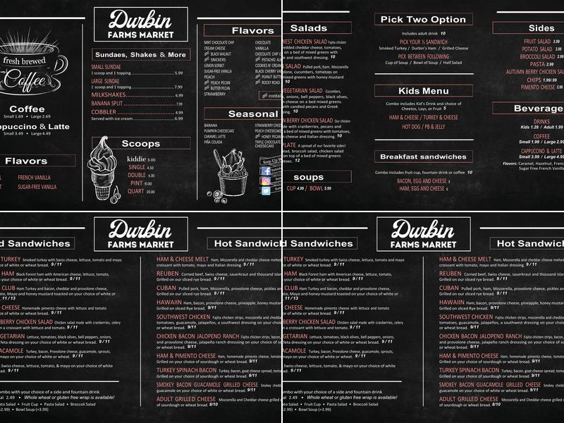 Durbin Farms Market Menu