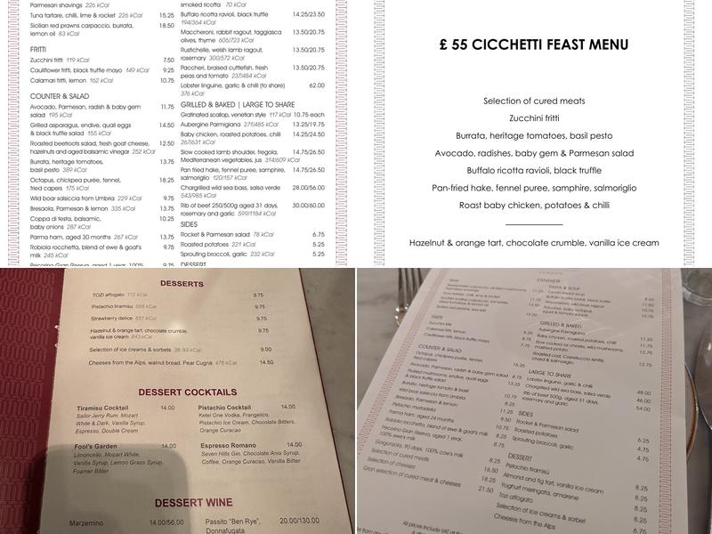 TOZI Restaurant & Bar, Victoria Menu