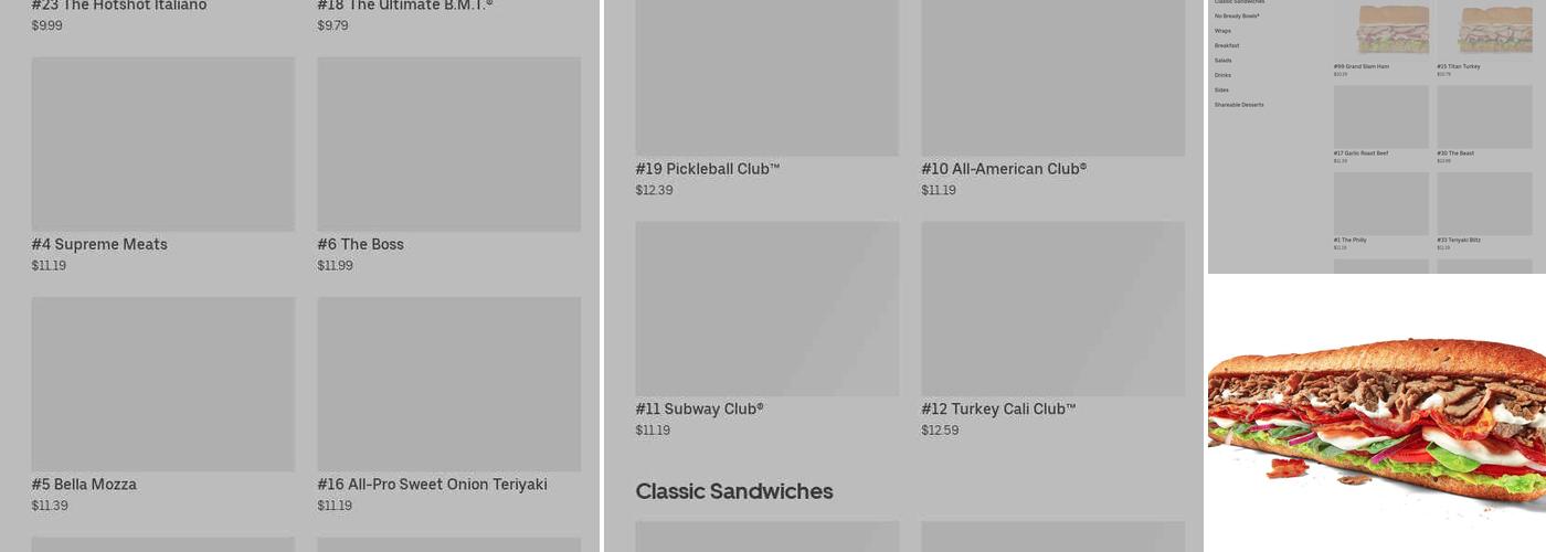 Subway Menu