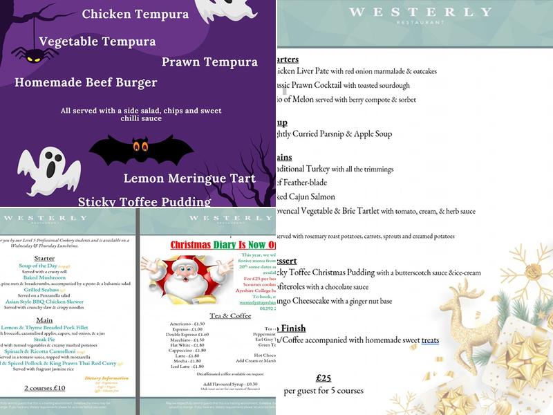 Westerly restaurant Menu