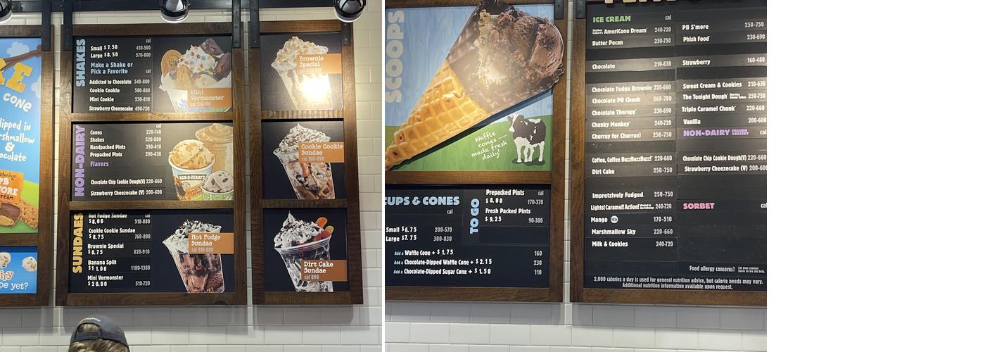 Ben & Jerry's Menu