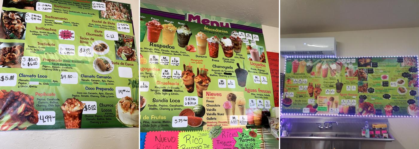Raspados Rio Sonora Menu