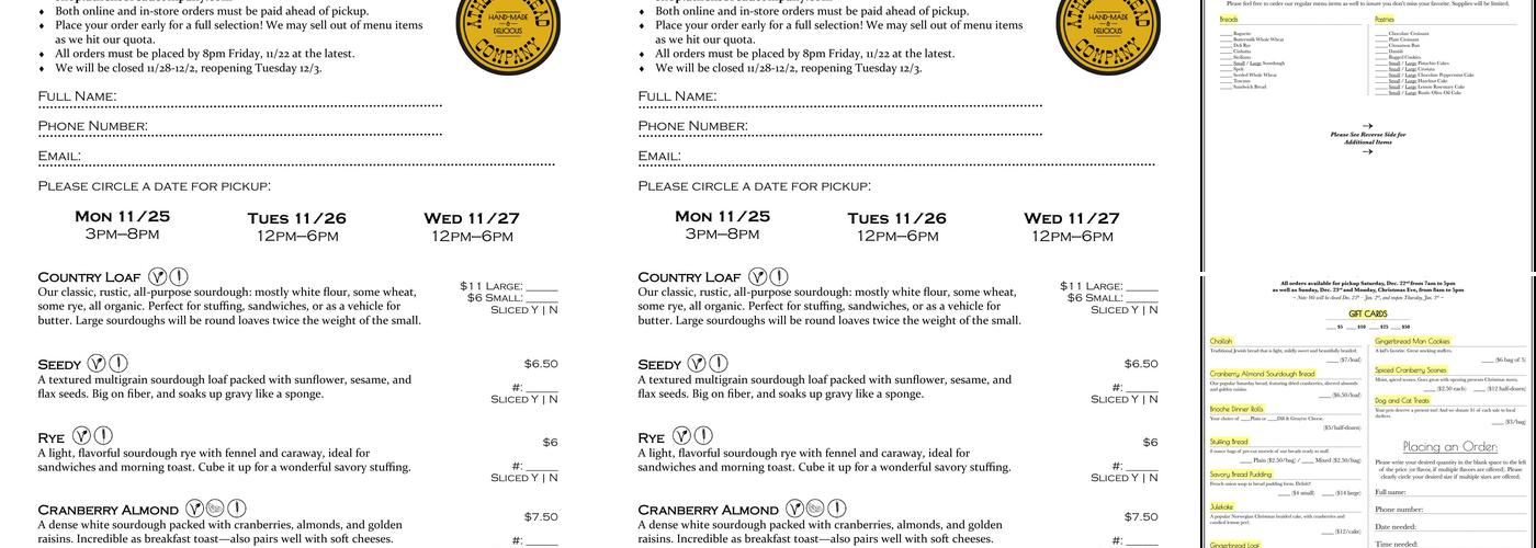 Athens Bread Company Menu