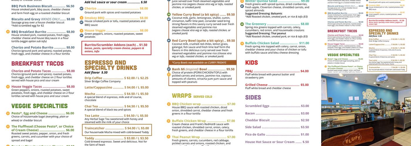 Fluff Bakery Menu