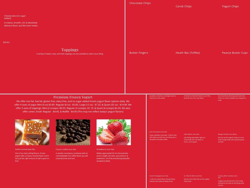 Golden Spoon Frozen Yogurt - Scottsdale Menu