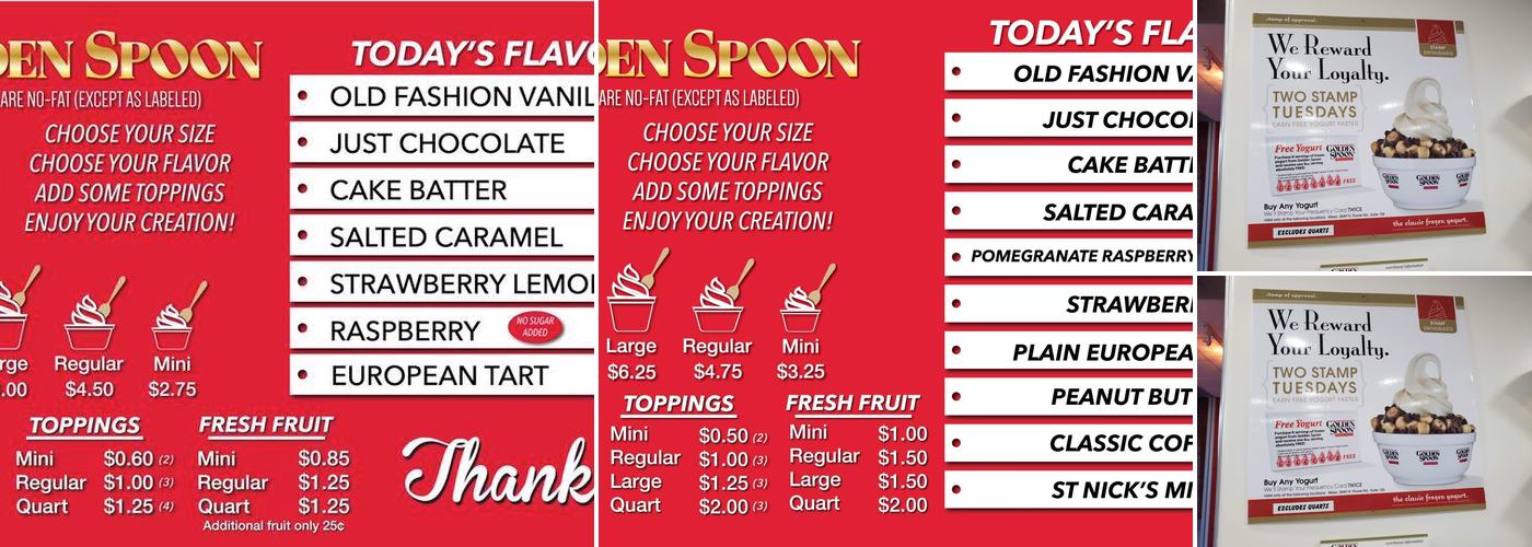 Golden Spoon Menu