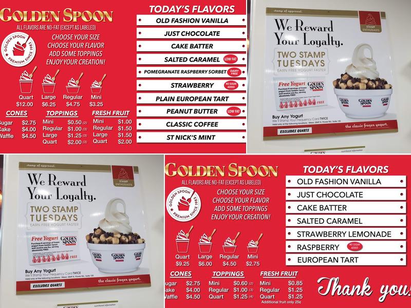 Golden Spoon Menu