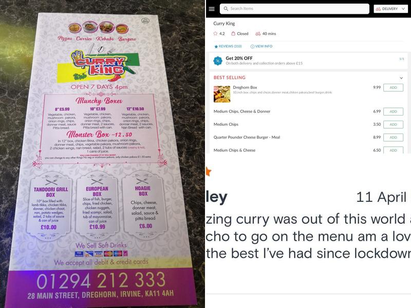 Curry King Takeaway Irvine Menu