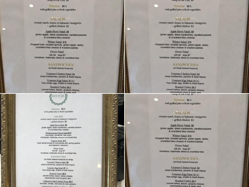 WHISK bakery + catering Menu