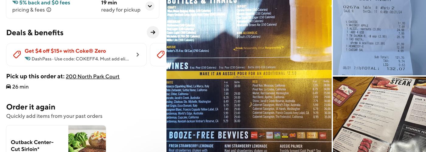 Outback Steakhouse Menu